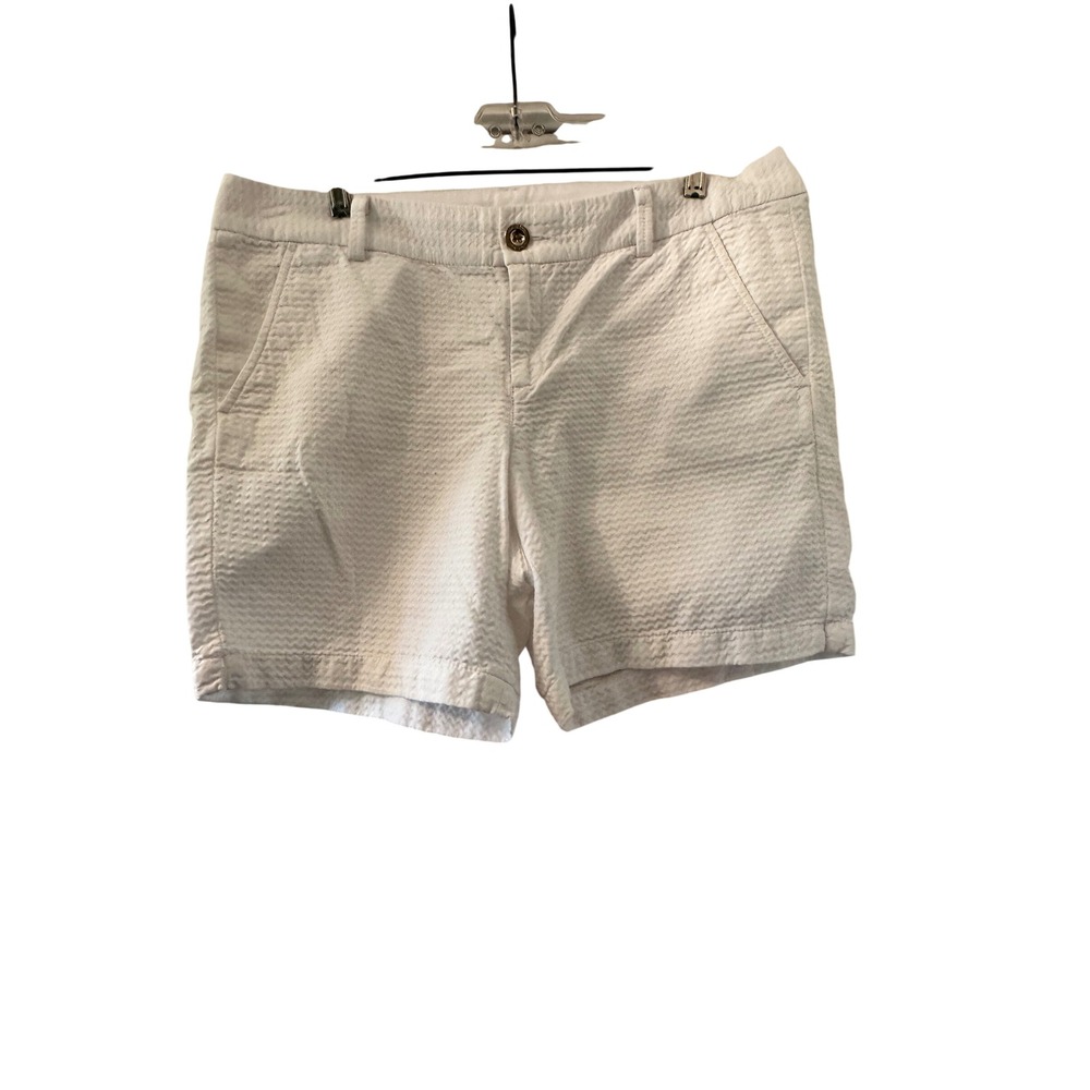 Lilly Pulitzer White Seersucker The Jayne Short Womens Size 12 Cotton Preppy